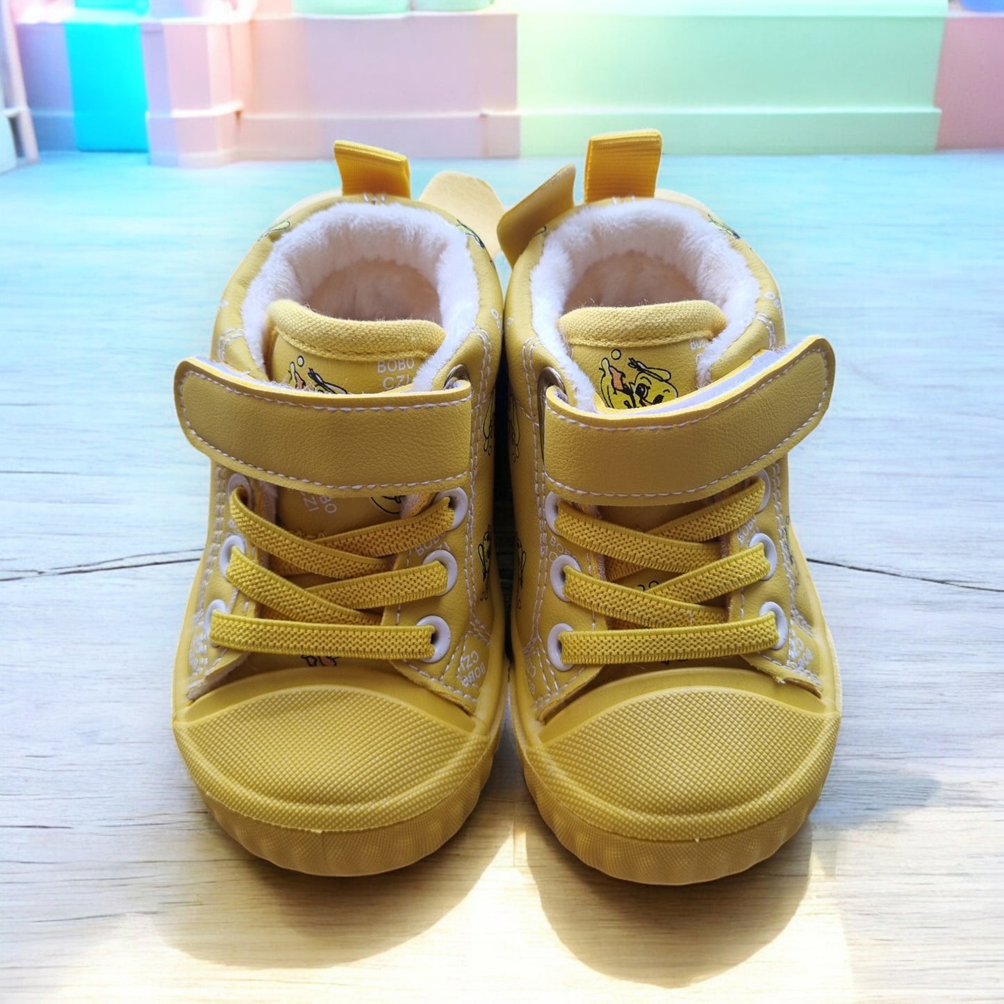 Plush Yellow High-Top Sneakers