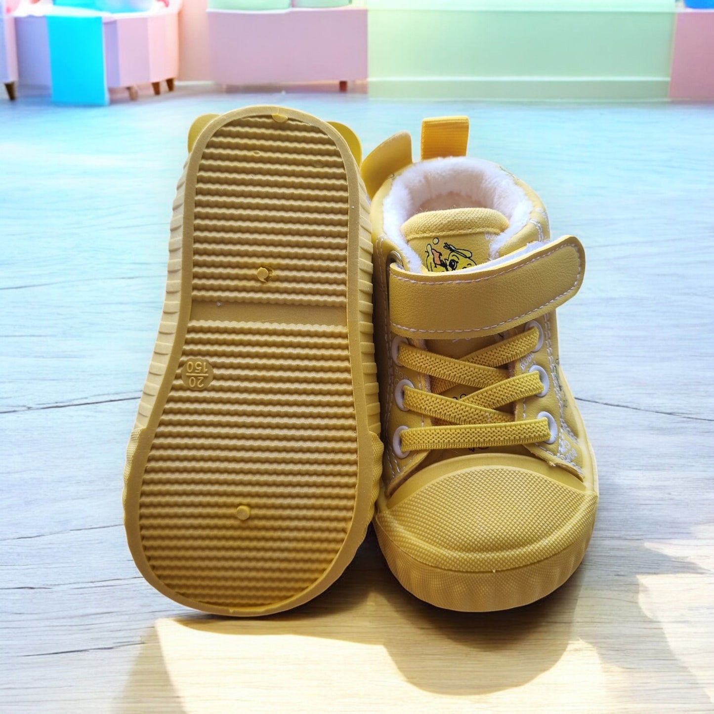 Plush Yellow High-Top Sneakers